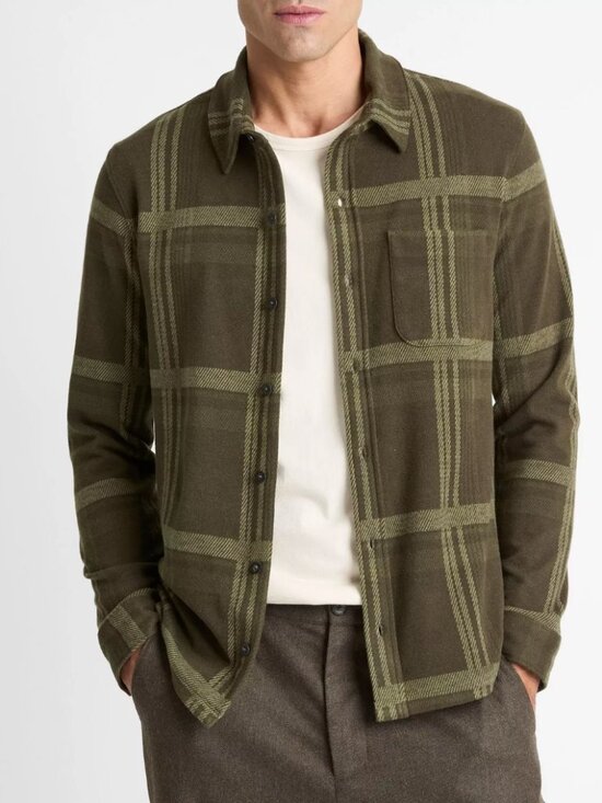 Vince Other - Vince Plaid Cotton-Blend Shirt Jacket in Dark Leaf Combo Size XL